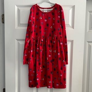 Hanna Andersson Fable Play Dress Red Floral Size 10 Girls